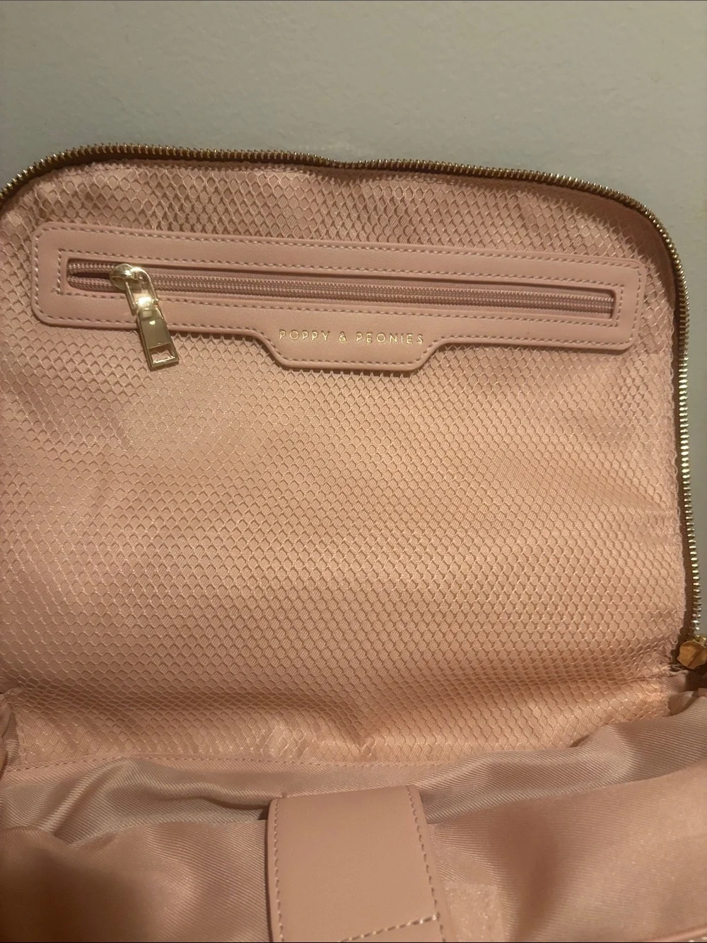 Poppy & Peonies Chestnut Lullaby with Pink Interior and Gold Hardware